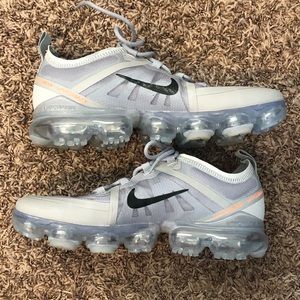 Gray and orange Nike Vapormax shoes size 8.5